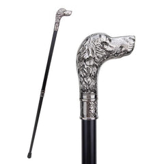 Sliver Loyal Dog Head Walking Cane Decorative Gentleman Cosplay Ca
