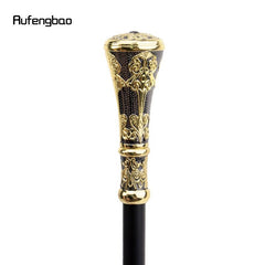Golden Flower Round Handle Walking Stick Decorative Cane Knob 36-61inch