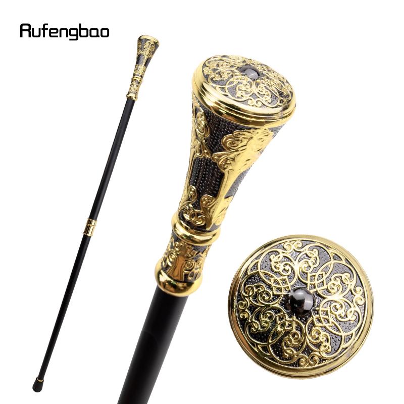 Golden Flower Round Handle Walking Stick Decorative Cane Knob 36-61inch