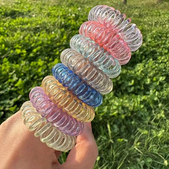 9pcs Elastic Telephone Cord Hair Ties Waterproof Jelly Colors Hair Ropes