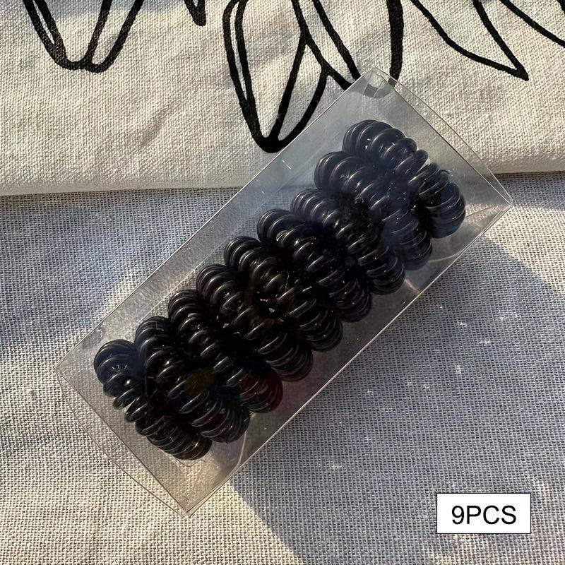9pcs Elastic Telephone Cord Hair Ties Waterproof Jelly Colors Hair Ropes