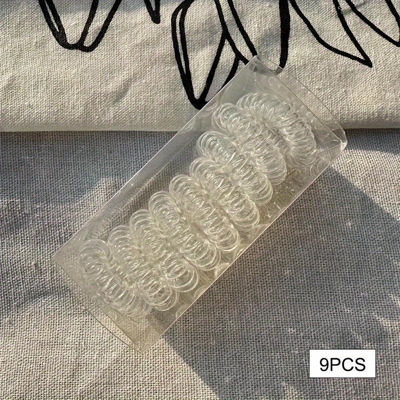 9pcs Elastic Telephone Cord Hair Ties Waterproof Jelly Colors Hair Ropes