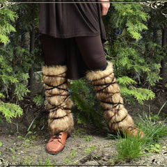 Viking Faux Fur Leggings Boot Covers Leg Warmers Halloween Costume Accessory