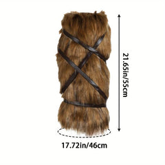 Viking Faux Fur Leggings Boot Covers Leg Warmers Halloween Costume Accessory