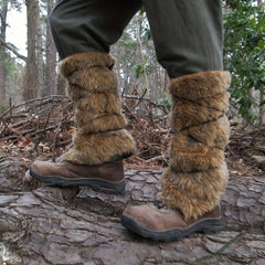 Viking Faux Fur Leggings Boot Covers Leg Warmers Halloween Costume Accessory