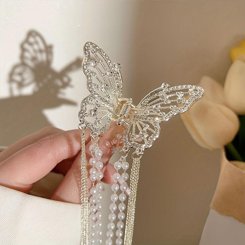 Butterfly Tassel Rhinestone Claw Clips Hair Accessories