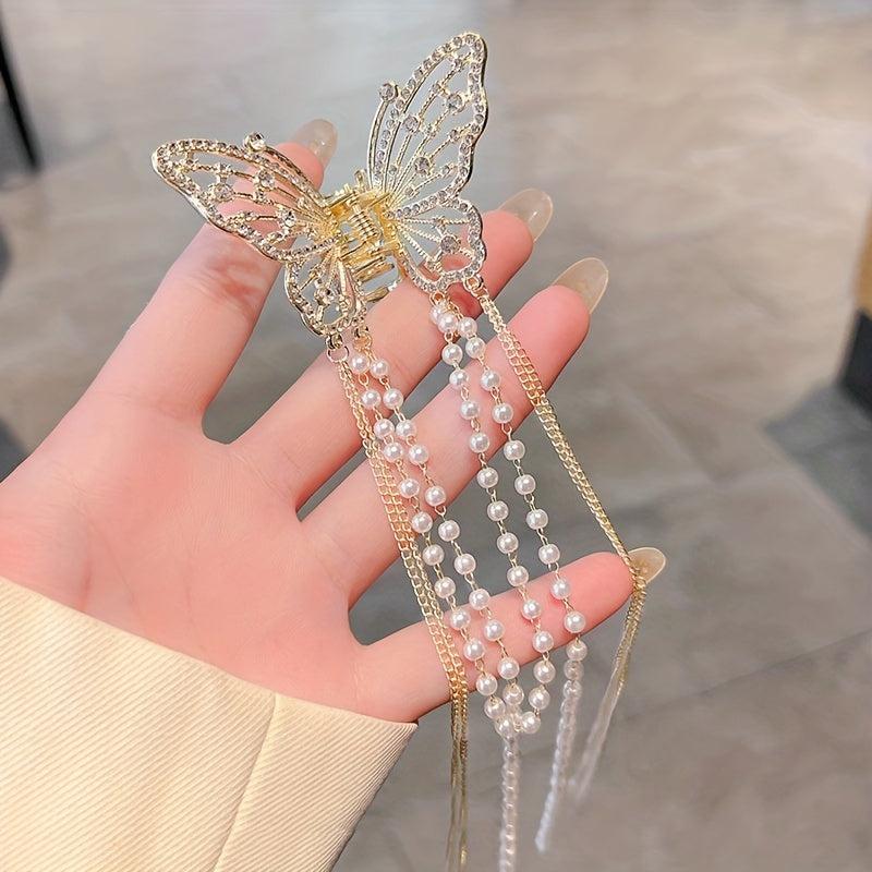 Butterfly Tassel Rhinestone Claw Clips Hair Accessories
