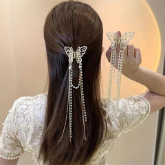 Butterfly Tassel Rhinestone Claw Clips Hair Accessories