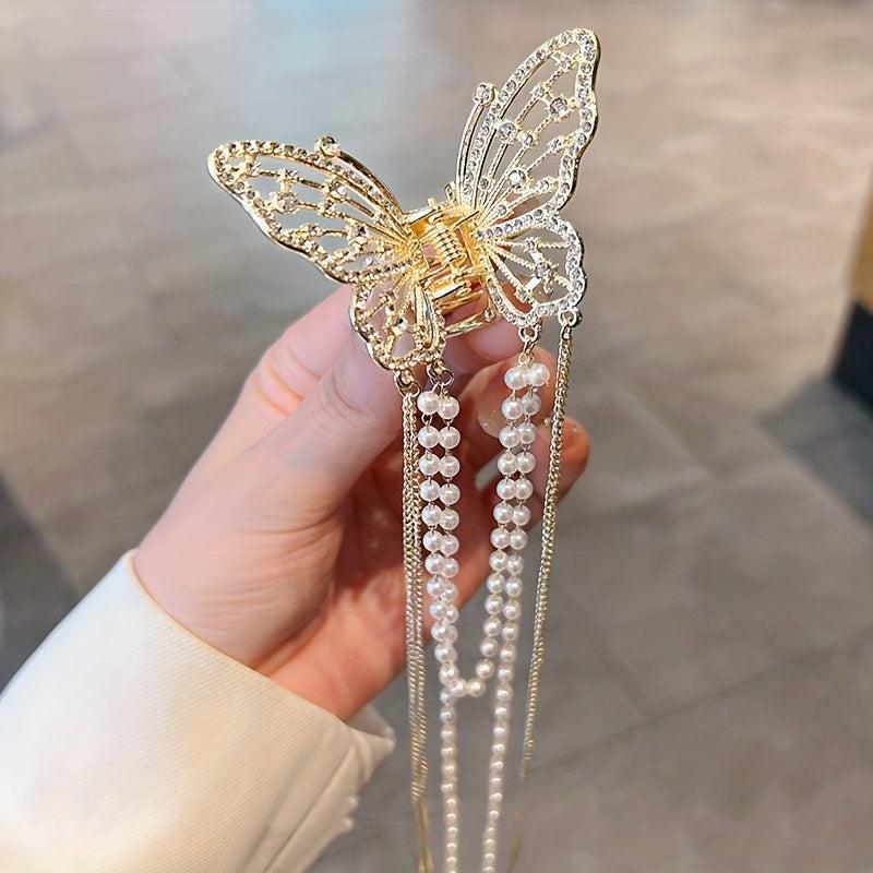 Butterfly Tassel Rhinestone Claw Clips Hair Accessories
