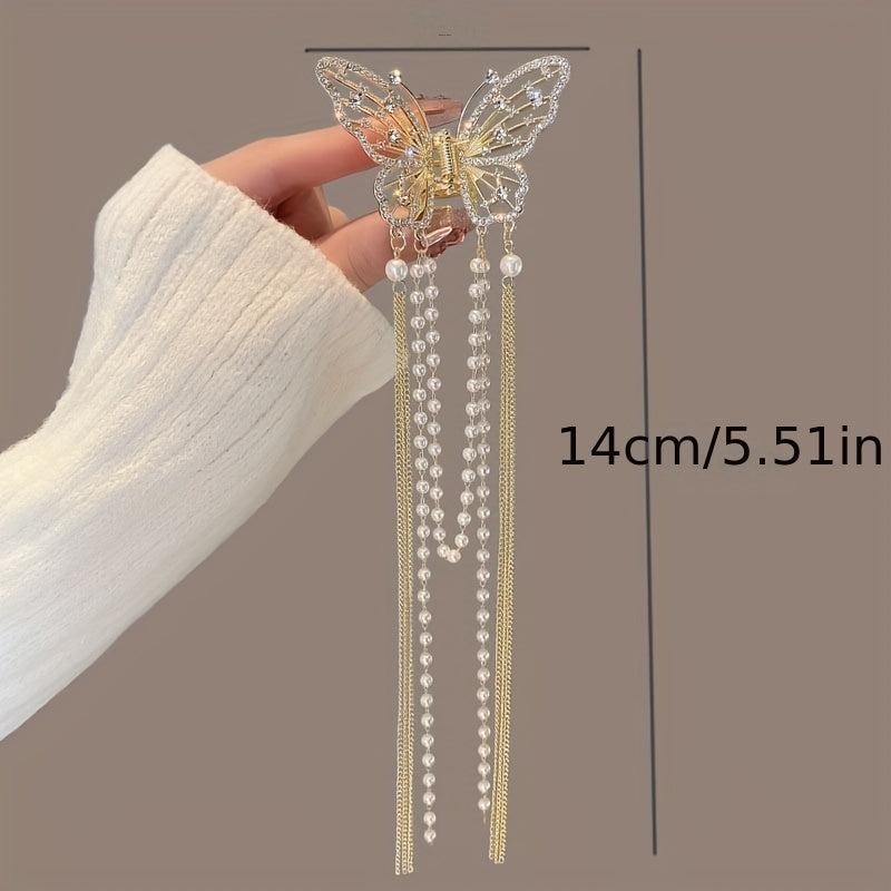 Butterfly Tassel Rhinestone Claw Clips Hair Accessories