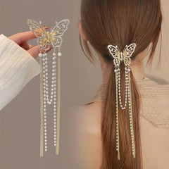 Butterfly Tassel Rhinestone Claw Clips Hair Accessories