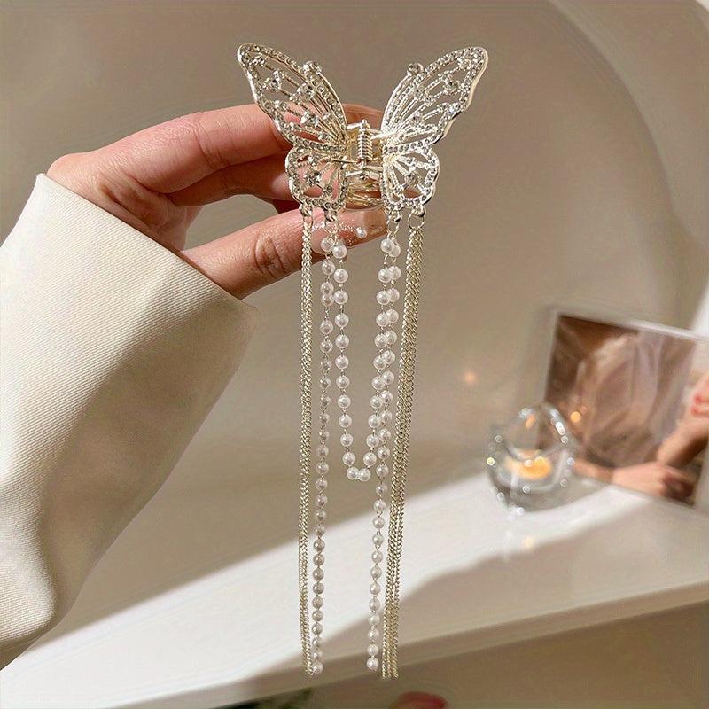 Butterfly Tassel Rhinestone Claw Clips Hair Accessories