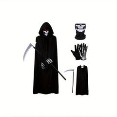 4pcs Halloween Grim Reaper Costume Set