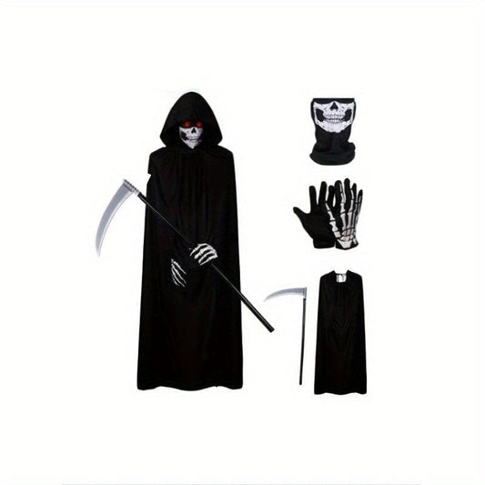 4pcs Halloween Grim Reaper Costume Set