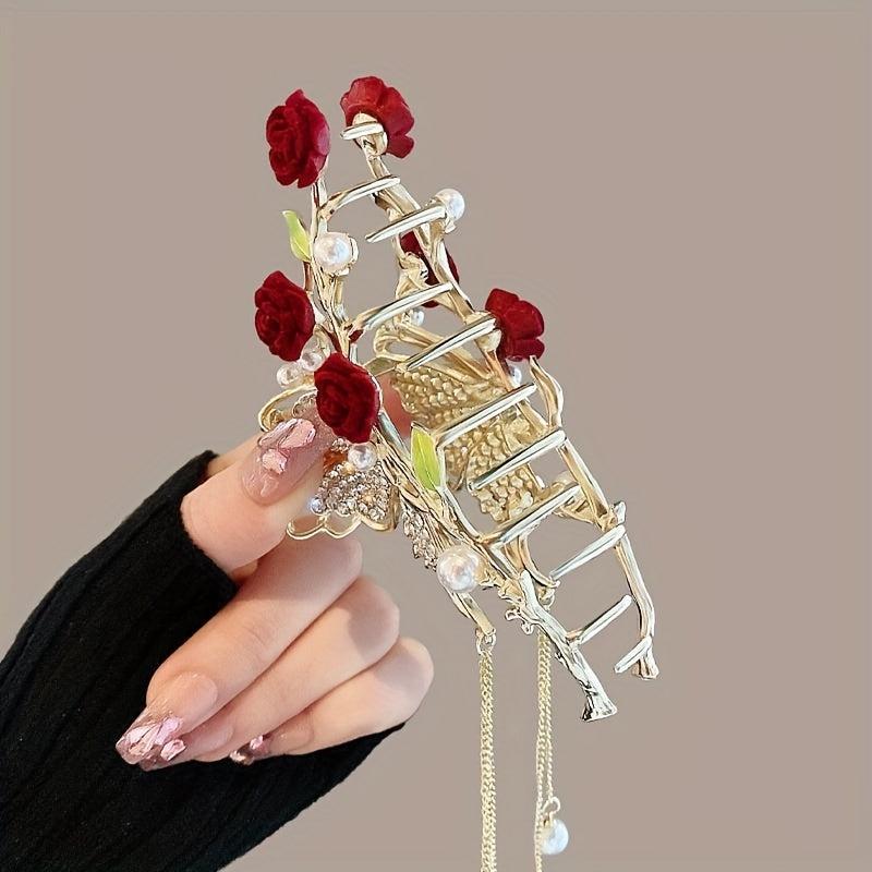 Faux Pearl Butterfly Tassel Vintage Hair Clip