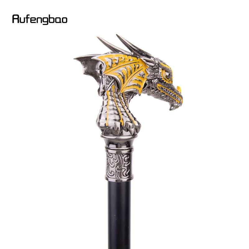 Golden Dragon Head Walking Cane Decorative Stick Gentleman Cosplay 36.6in