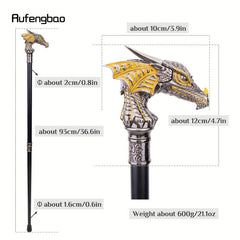 Golden Dragon Head Walking Cane Decorative Stick Gentleman Cosplay 36.6in
