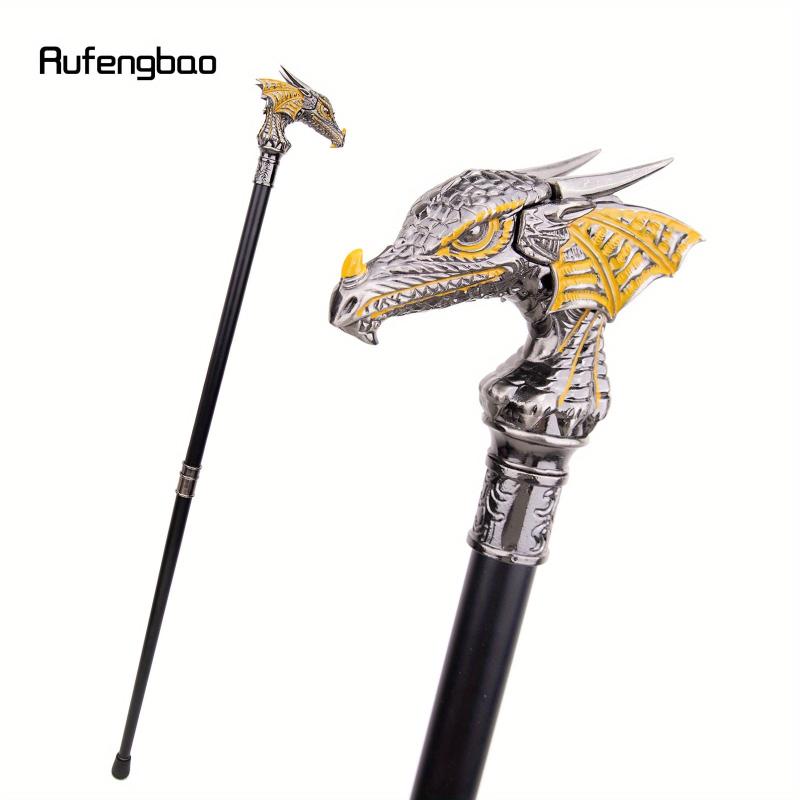 Golden Dragon Head Walking Cane Decorative Stick Gentleman Cosplay 36.6in