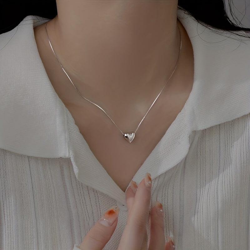 Women's Evening Dress Silver Chain Love Turquoise Necklace Pendant