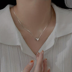 Women's Evening Dress Silver Chain Love Turquoise Necklace Pendant