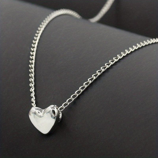 Women's Evening Dress Silver Chain Love Turquoise Necklace Pendant
