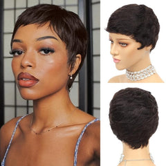 Short Small Curly Pixie Wig Fluffy Synthetic Fiber Wig For Women Daily Party