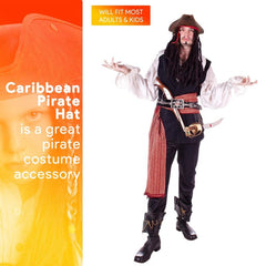 Brown Faux Leather Pirate Hat For Adult Men Tricorn Hat For Costume