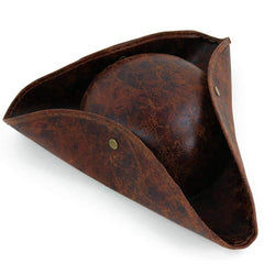 Brown Faux Leather Pirate Hat For Adult Men Tricorn Hat For Costume