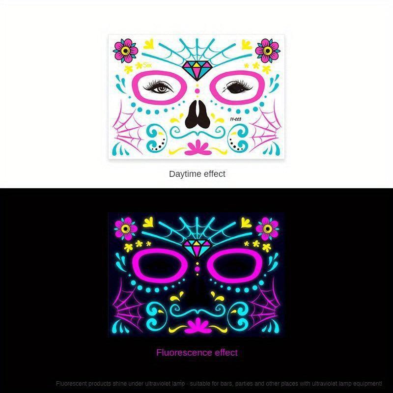 Fluorescent Funny Death Face Stickers Costume Makeup Tattoo Stickers