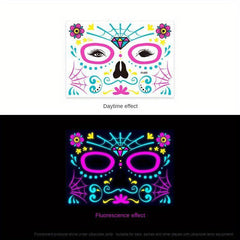 Fluorescent Funny Death Face Stickers Costume Makeup Tattoo Stickers