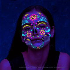 Fluorescent Funny Death Face Stickers Costume Makeup Tattoo Stickers