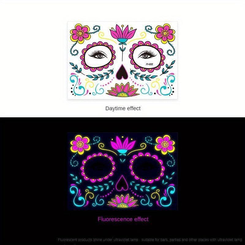 Fluorescent Funny Death Face Stickers Costume Makeup Tattoo Stickers