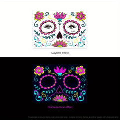 Fluorescent Funny Death Face Stickers Costume Makeup Tattoo Stickers