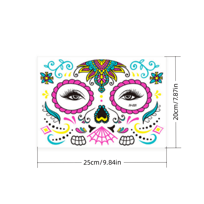 Fluorescent Funny Death Face Stickers Costume Makeup Tattoo Stickers