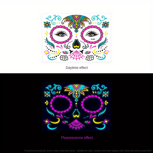 Fluorescent Funny Death Face Stickers Costume Makeup Tattoo Stickers