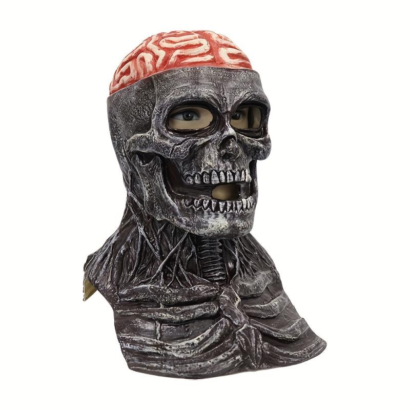 Men's Horror Brain Latex Mask Halloween Skull Mask