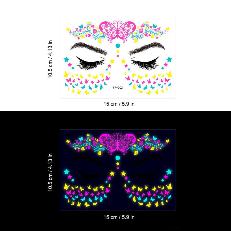 Neon Butterfly Waterproof Face Sticker
