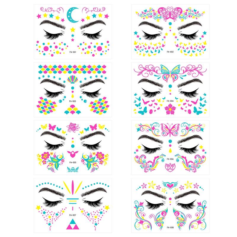 Neon Butterfly Waterproof Face Sticker