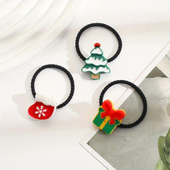 10pcs Christmas Charms Hair Ropes Hair Ties For Women Girls