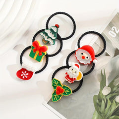 10pcs Christmas Charms Hair Ropes Hair Ties For Women Girls