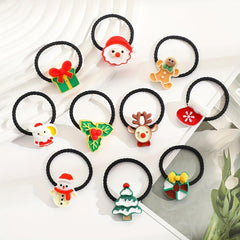 10pcs Christmas Charms Hair Ropes Hair Ties For Women Girls