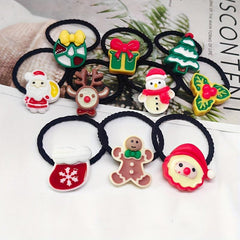 10pcs Christmas Charms Hair Ropes Hair Ties For Women Girls