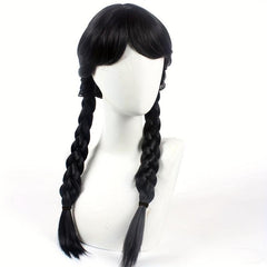 Costume Wig Bangs with Braided Hair Animation Cosplay Double Ponytail