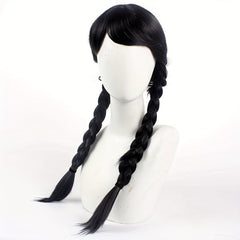 Costume Wig Bangs with Braided Hair Animation Cosplay Double Ponytail