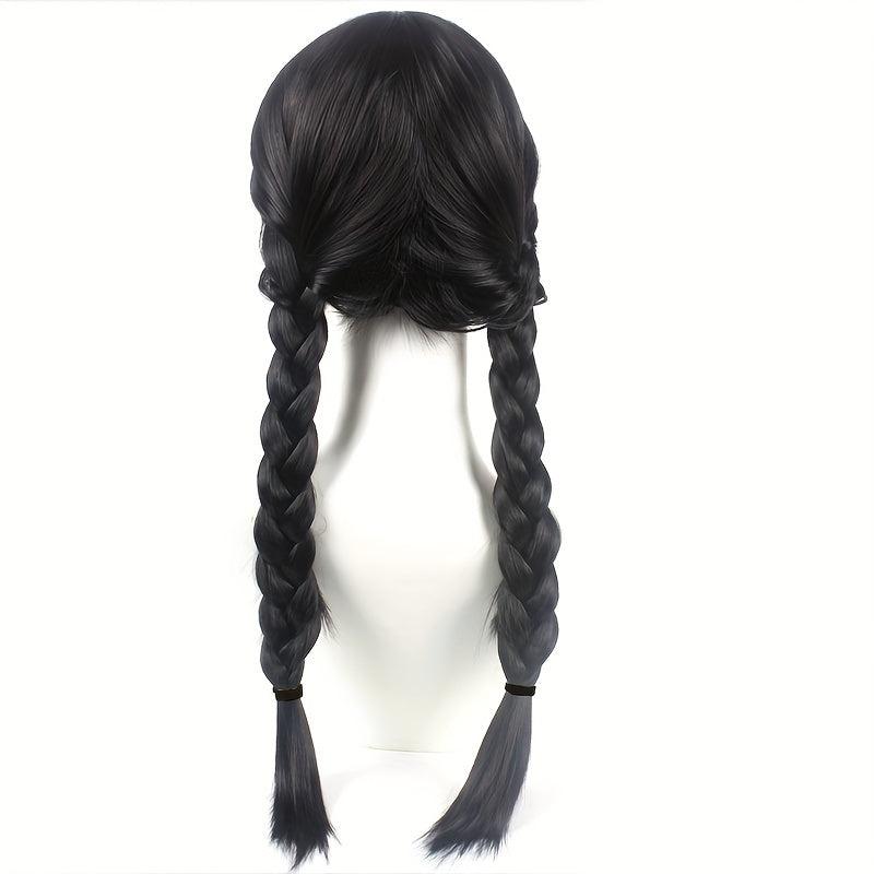 Costume Wig Bangs with Braided Hair Animation Cosplay Double Ponytail