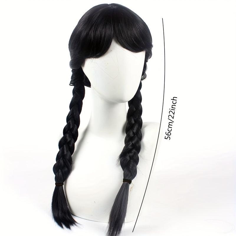 Costume Wig Bangs with Braided Hair Animation Cosplay Double Ponytail