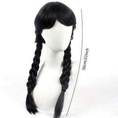 Costume Wig Bangs with Braided Hair Animation Cosplay Double Ponytail