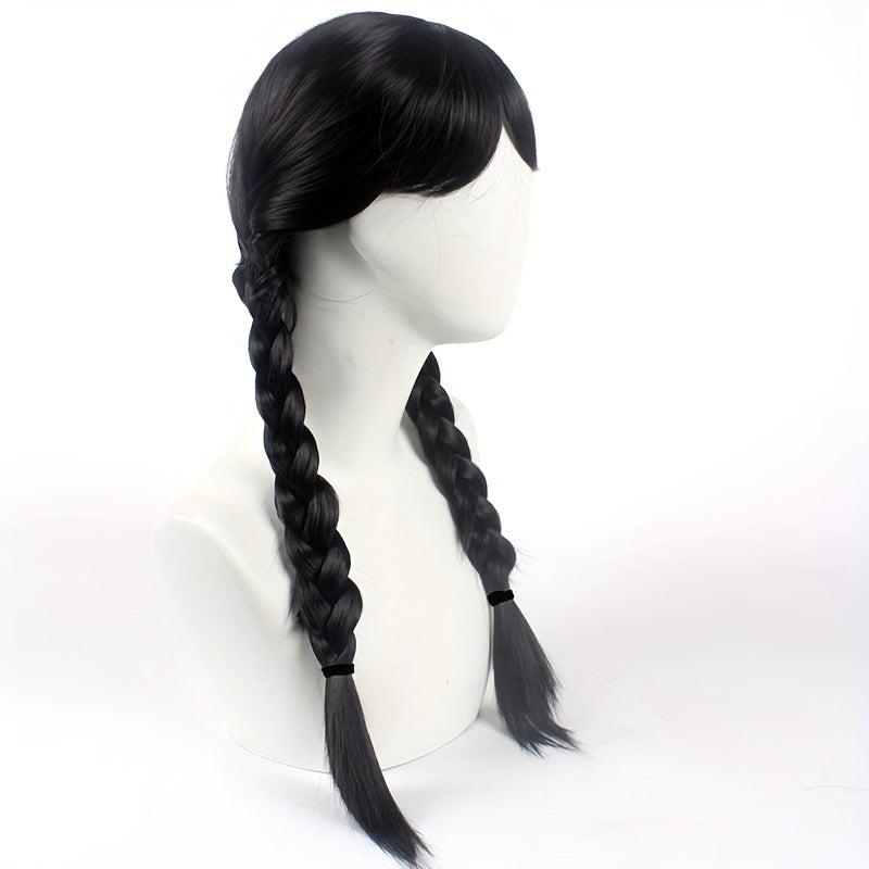 Costume Wig Bangs with Braided Hair Animation Cosplay Double Ponytail