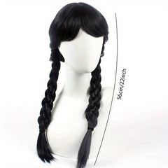 Costume Wig Bangs with Braided Hair Animation Cosplay Double Ponytail