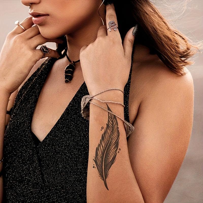 Feather 2-Week Herbal Waterproof Tattoo Stickers Semi Permanent